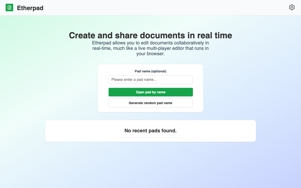 etherpad screenshot